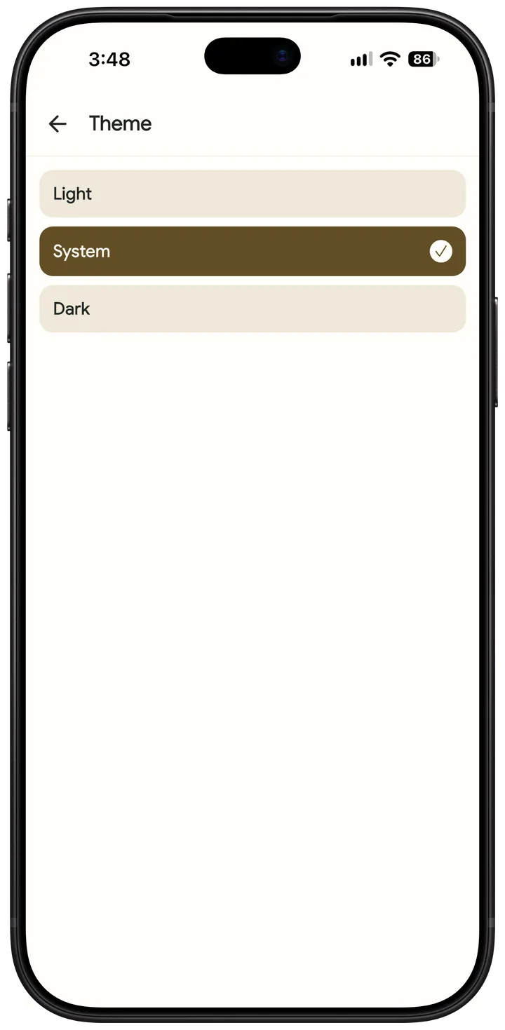Light & dark in the app